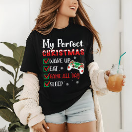 Gamer met kerstfeest Funny Eat Sleep Game Tri-Blend Shirt