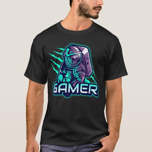 Gamer met ondode astronaut t-shirt (Voorkant)