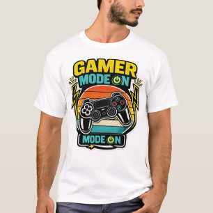 Gamer Modus Aan Retro Controller Zonsondergang T-shirt