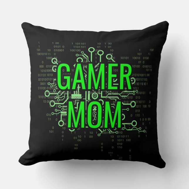 Gamer MOM Cyber Digital Green Kussen (Voorkant)