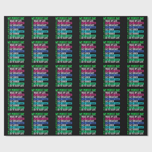 Gamer My Perfect Day Play Video Games Cadeaupapier (Vlak)