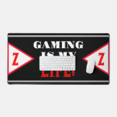 Gamer naam Geometrisch Zwart Rood Monogram Bureaumat (Keyboard & Muis)