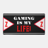 Gamer naam Geometrisch Zwart Rood Monogram Bureaumat (Voorkant)