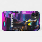 Gamer Neon Twilight Cat Iphone case (Achterkant (horizontaal))