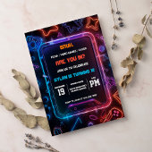 Gamer Neon Verjaardagsfeestje Digitale Uitnodiging