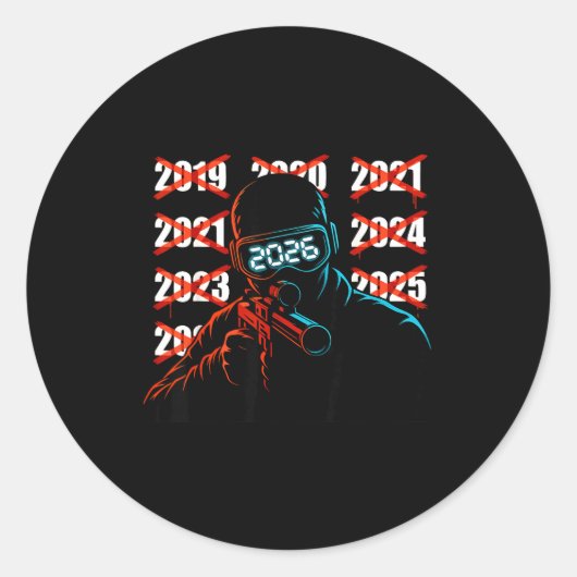 Gamer New Year's Eve 2026 Will Be My Year Gaming M Ronde Sticker (Voorkant)