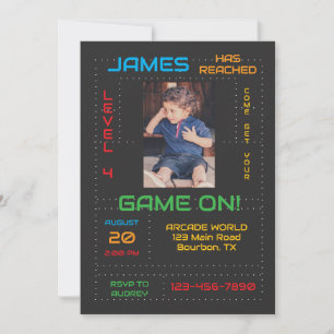Gamer Next Level Verjaardag Uitnodiging met Foto