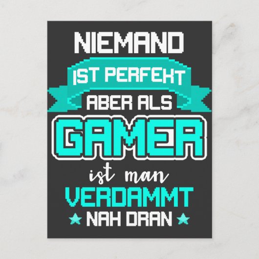 Gamer Nicht Perfekt aber Nah Dran Zocker Gaming Briefkaart (Voorkant)
