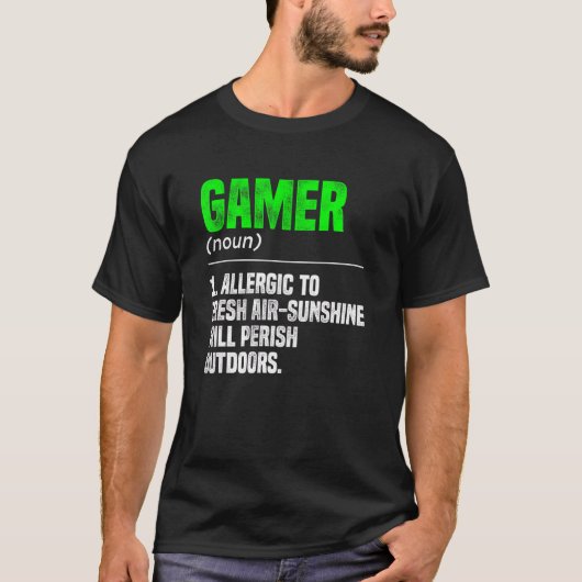 Gamer Noun Definition Video Game Player PC T-shirt (Voorkant)