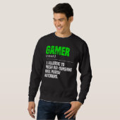 Gamer Noun Definition Video Game Player PC Trui (Voorkant volledig)