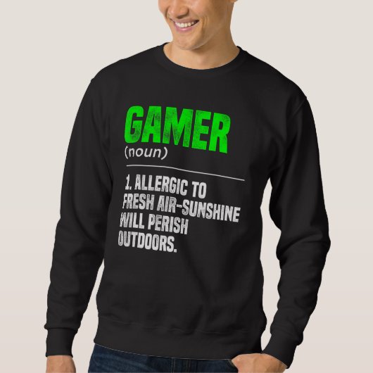 Gamer Noun Definition Video Game Player PC Trui (Voorkant)
