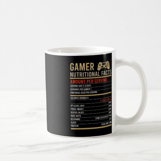 Gamer Nutritional Facts Cool Gamer Video Game Fun Koffiemok (Rechts)