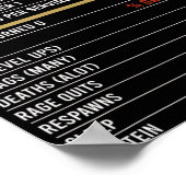 Gamer Nutritional Facts Cool Gamer Video Game Fun Poster (Hoek)