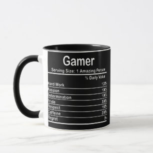 Gamer Nutritional Facts Cool Gamer Video Game Mok