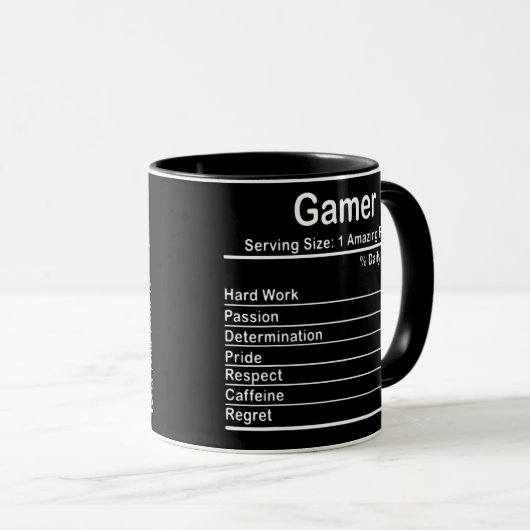 Gamer Nutritional Facts Cool Gamer Video Game Mok (Voorkant rechts)