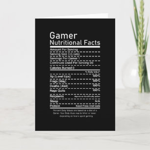 Gamer Nutritional Facts Funny Gaming Console Gift Kaart