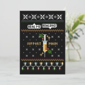 Gamer Ondersteuning Hoofd Pixel Art Spuit Kerstmis Feestdagenkaart (Staand voorkant)