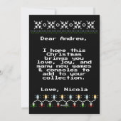 Gamer Ondersteuning Hoofd Pixel Art Spuit Kerstmis Feestdagenkaart (Achterkant)