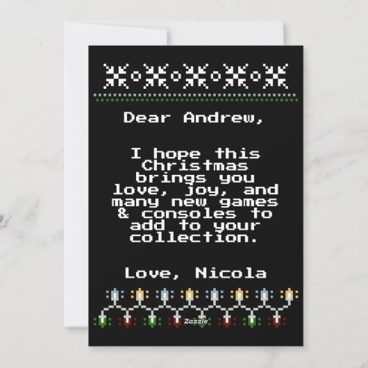 Gamer Ondersteuning Hoofd Pixel Art Spuit Kerstmis Feestdagenkaart (Achterkant)