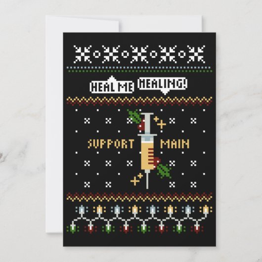 Gamer Ondersteuning Hoofd Pixel Art Spuit Kerstmis Feestdagenkaart (Voorkant)