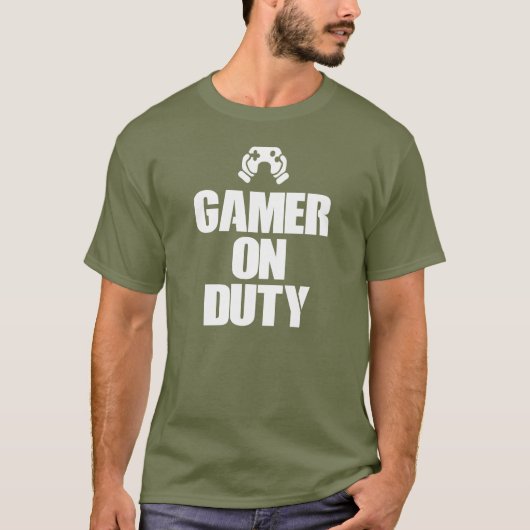 Gamer op Duty Video Game T-shirt (Voorkant)