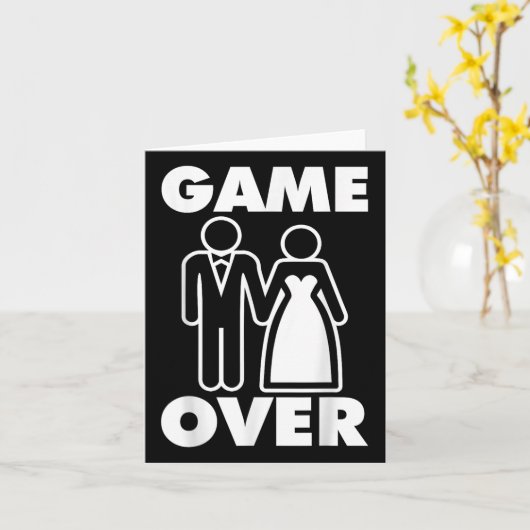 Gamer Over Bruid Bruidegom Funny Wedding Kaart (Gele Bloem)