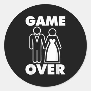 Gamer Over Bruid Bruidegom Funny Wedding Ronde Sticker