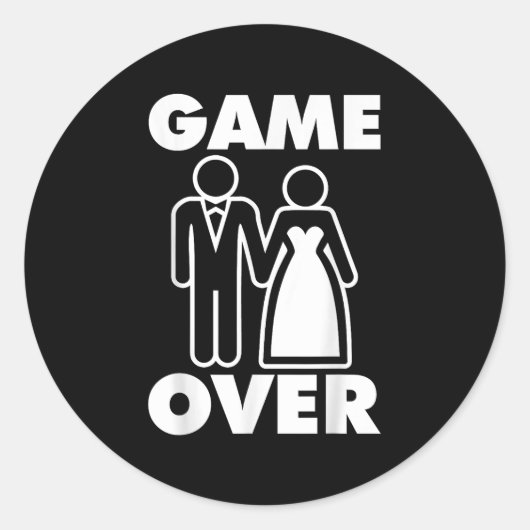 Gamer Over Bruid Bruidegom Funny Wedding Ronde Sticker (Voorkant)