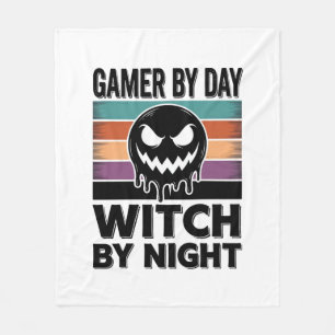 Gamer Overdag Heks 's Nachts Retro Halloween-ontwe Fleece Deken