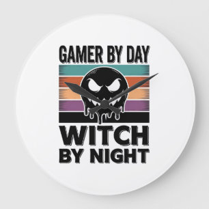 Gamer Overdag Heks 's Nachts Retro Halloween-ontwe Grote Klok