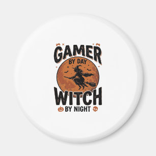 Gamer Overdag Heks 's Nachts Vintage Gaming Design Magneet
