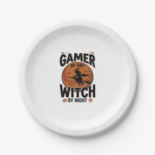 Gamer Overdag Heks 's Nachts Vintage Gaming Design Papieren Bordje