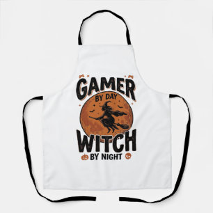 Gamer Overdag Heks 's Nachts Vintage Gaming Design Schort