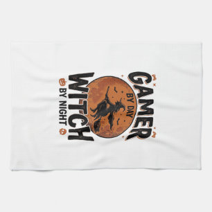 Gamer Overdag Heks 's Nachts Vintage Gaming Design Theedoek