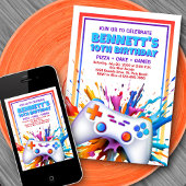 Gamer Paint Uitnodiging voor verjaardag