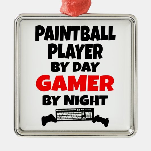 Gamer Paintball Player Metalen Ornament (Voorkant)