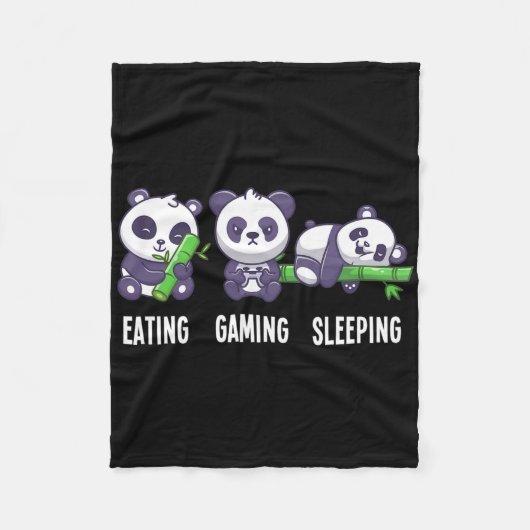 Gamer Panda Eating Gaming Sleeping voor Multiplaye Fleece Deken (Voorkant)