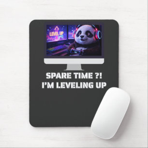 Gamer Panda Leveling Up Neon PC Kunst Muismat