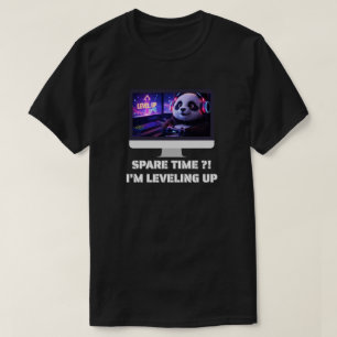 Gamer Panda Leveling Up Neon PC Kunst T-shirt