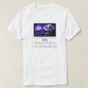 Gamer Panda Leveling Up Neon PC Kunst T-shirt