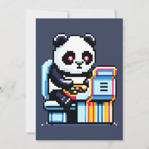 Gamer Panda - Schattige Pixel Art Arcade Design Feestdagenkaart