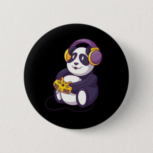 Gamer Panda Speelt Video's Ronde Button 5,7 Cm