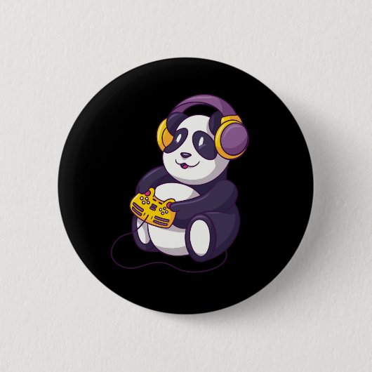 Gamer Panda Speelt Video's Ronde Button 5,7 Cm (Voorkant)