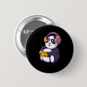 Gamer Panda Speelt Video's Ronde Button 5,7 Cm (Voorkant /achterkant)