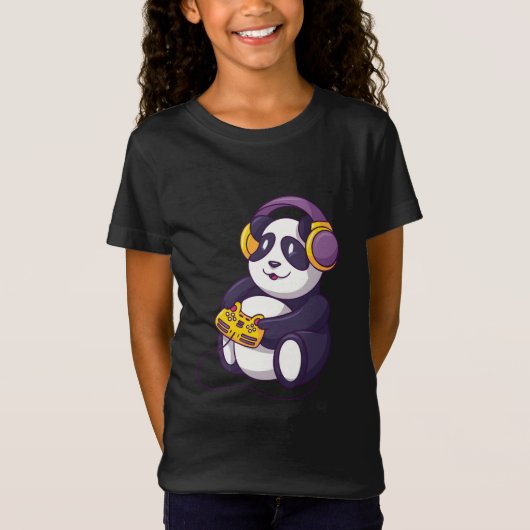 Gamer Panda Videogames Spelend T-shirt (Voorkant)