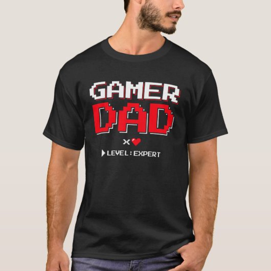 Gamer Pap Vader Vader van 1 Videospelletjes Paar F T-shirt (Voorkant)