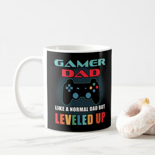 Gamer Papa Gift Normal Pap Leveled Fathers Day Koffiemok (Met donut)