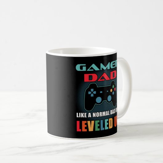 Gamer Papa Gift Normal Pap Leveled Fathers Day Koffiemok (Voorkant rechts)