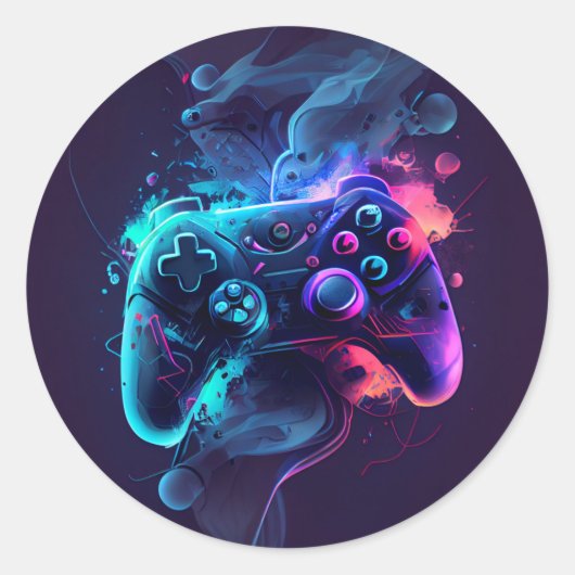 Gamer party-envelop ronde sticker (Voorkant)