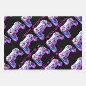 Gamer party game controller roze gelukkige verjaar inpakpapier vel (Voorkant 3)